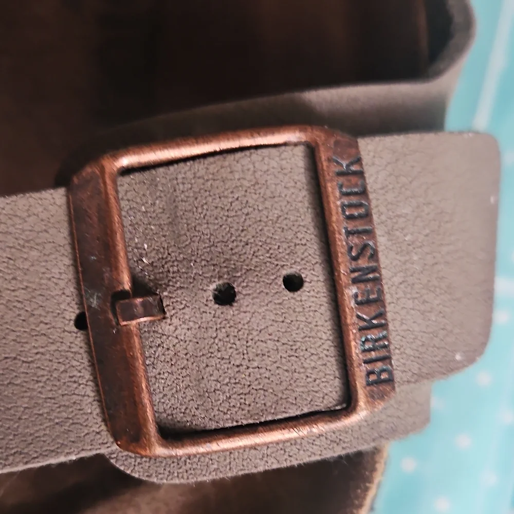 Birkenstock Brown Suede Double-Buckle Slides - Picture 2 of 7